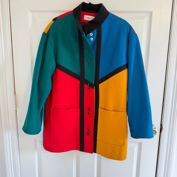 Herman Kay Jackets & Blazers - Vintage Herman Kay Colorblock Wool Blend Jacket Retro 90s Oversized Coat
